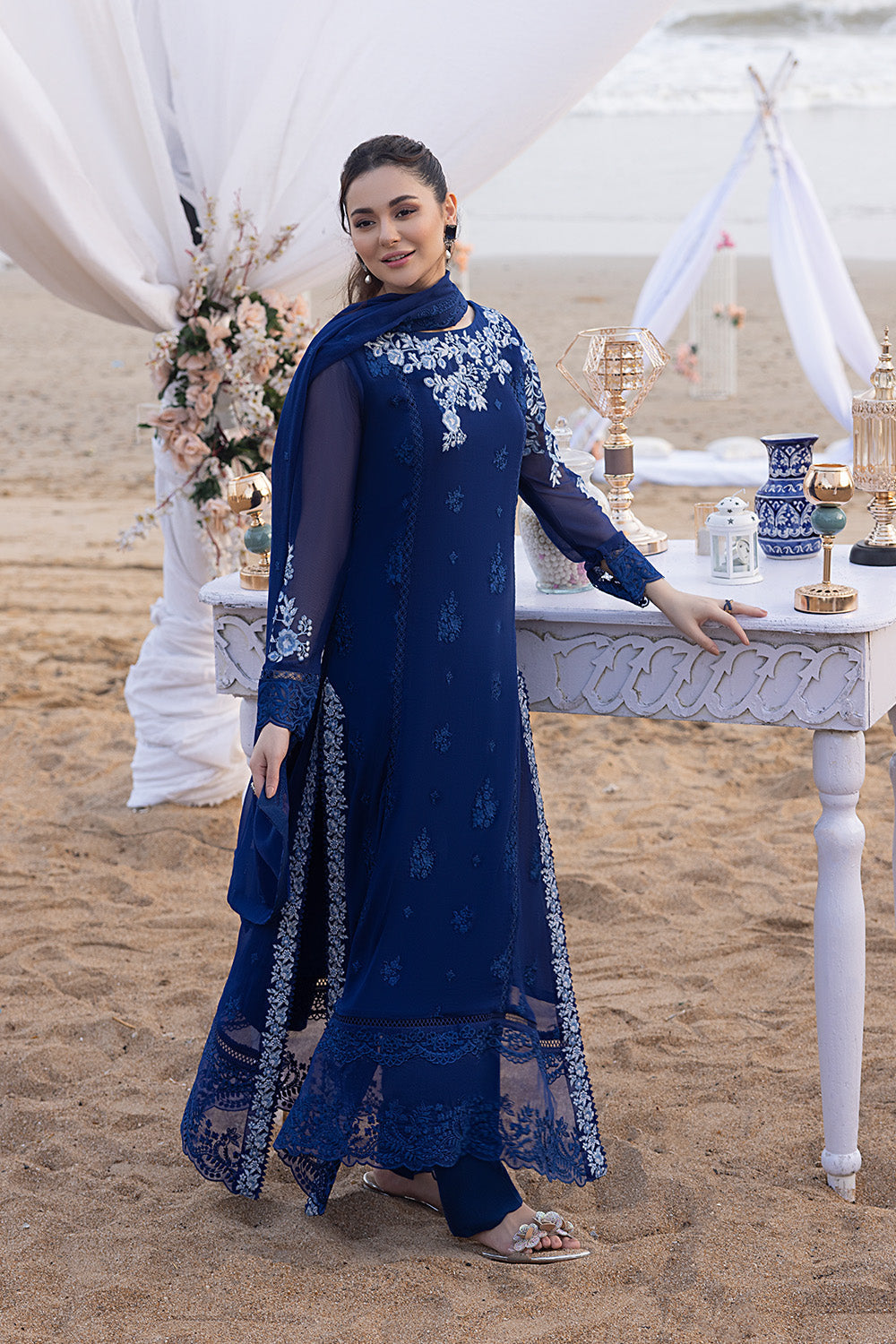 AZURE - Unstitch Chiffon Suit With Malai Trouser