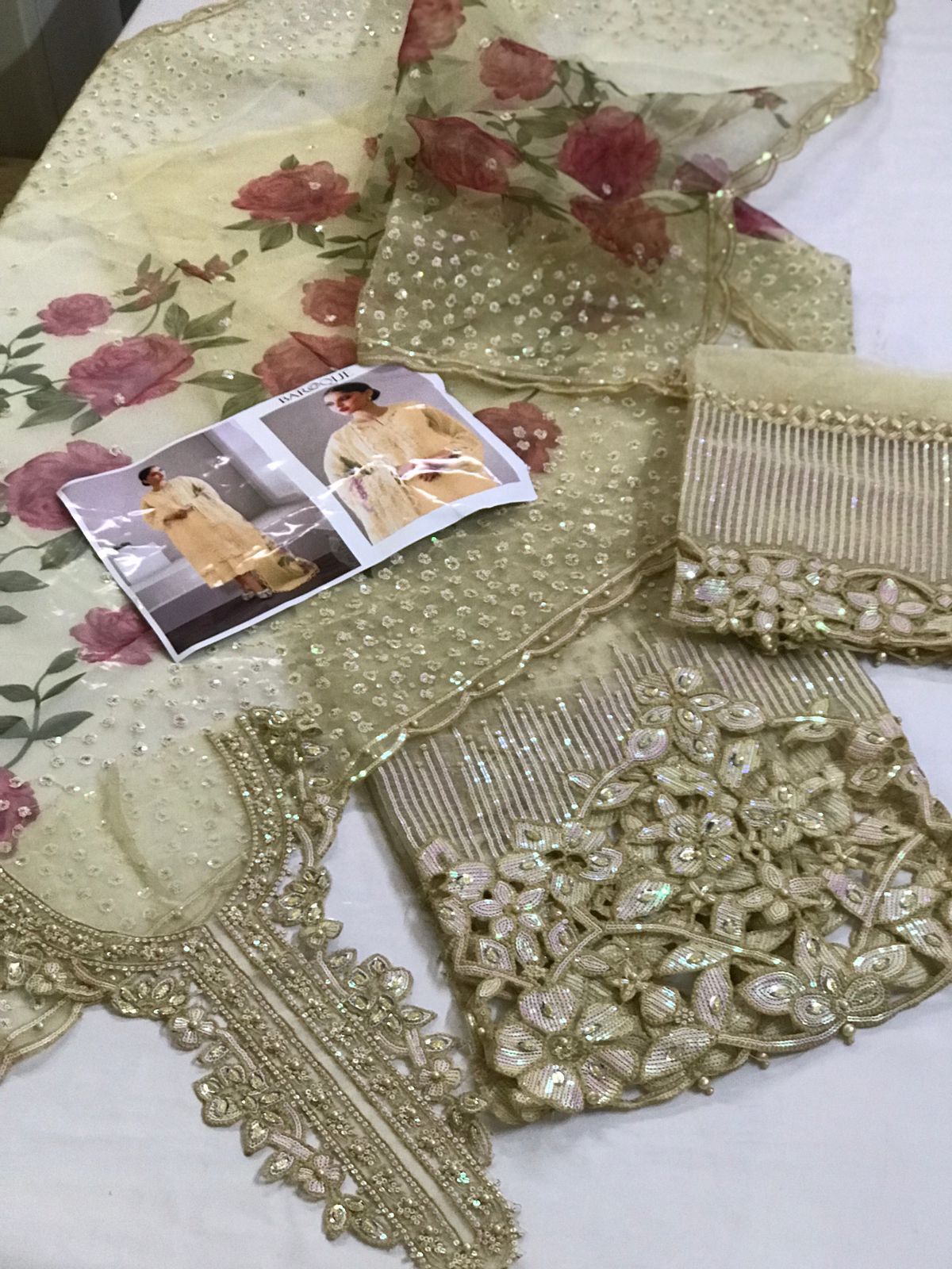 ORGANZA EMBROIDERED 3 PCS UNSTITCHED