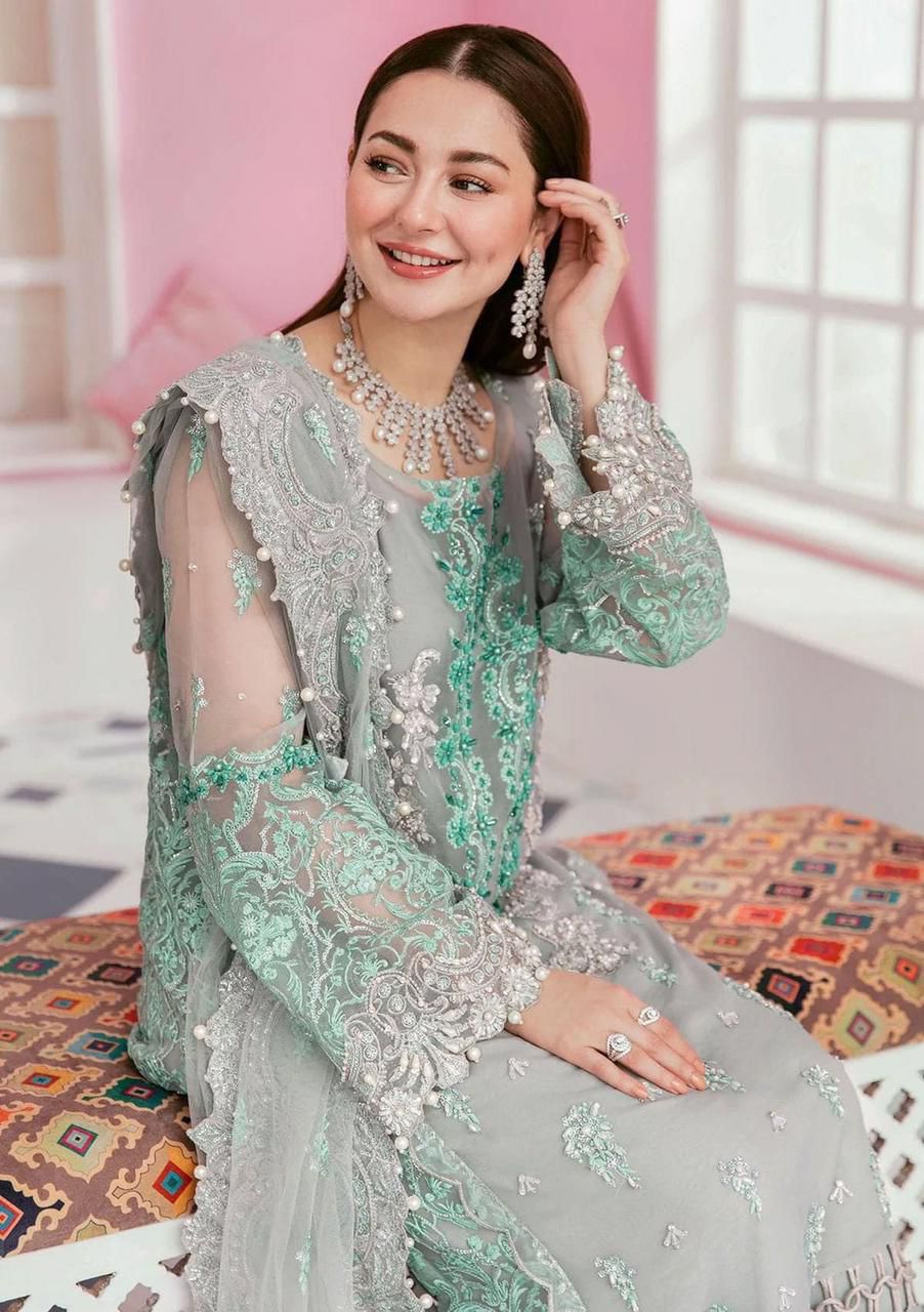 ELAAF BRIDAL - 3 Piece Organza Embroidered Suit with Stone Work
