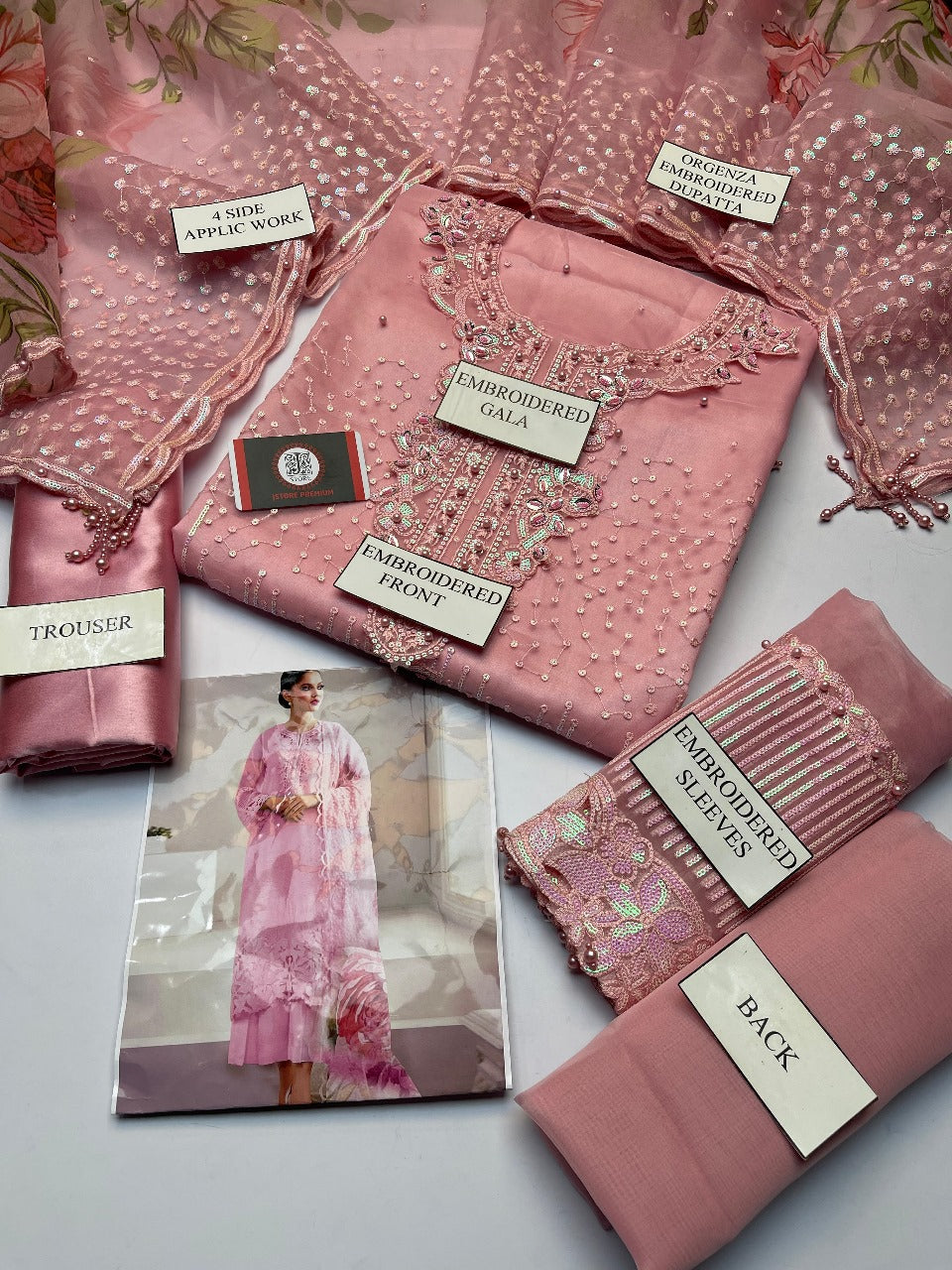 ORGANZA EMBROIDERED 3 PCS UNSTITCHED