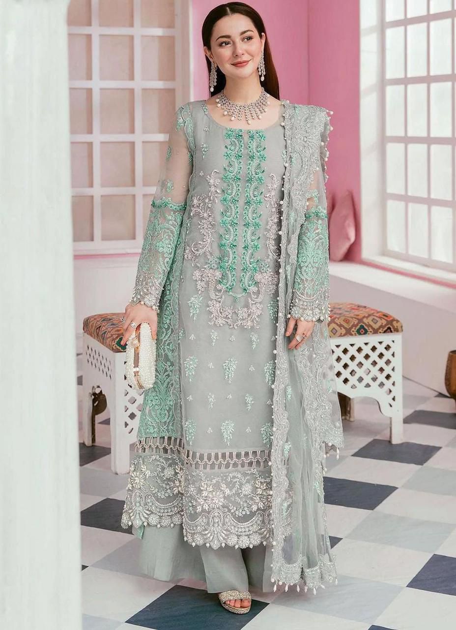 ELAAF BRIDAL - 3 Piece Organza Embroidered Suit with Stone Work