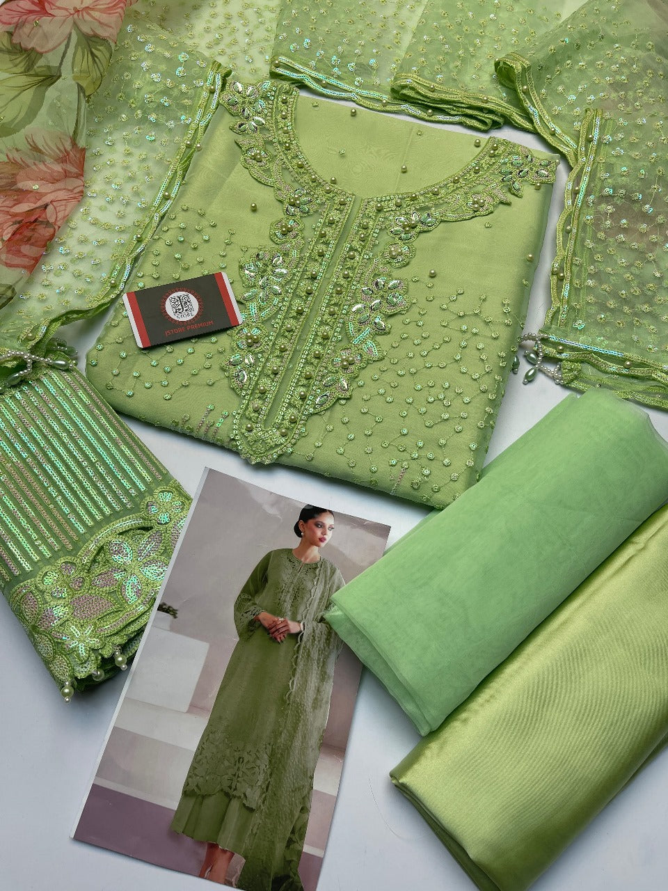 ORGANZA EMBROIDERED 3 PCS UNSTITCHED