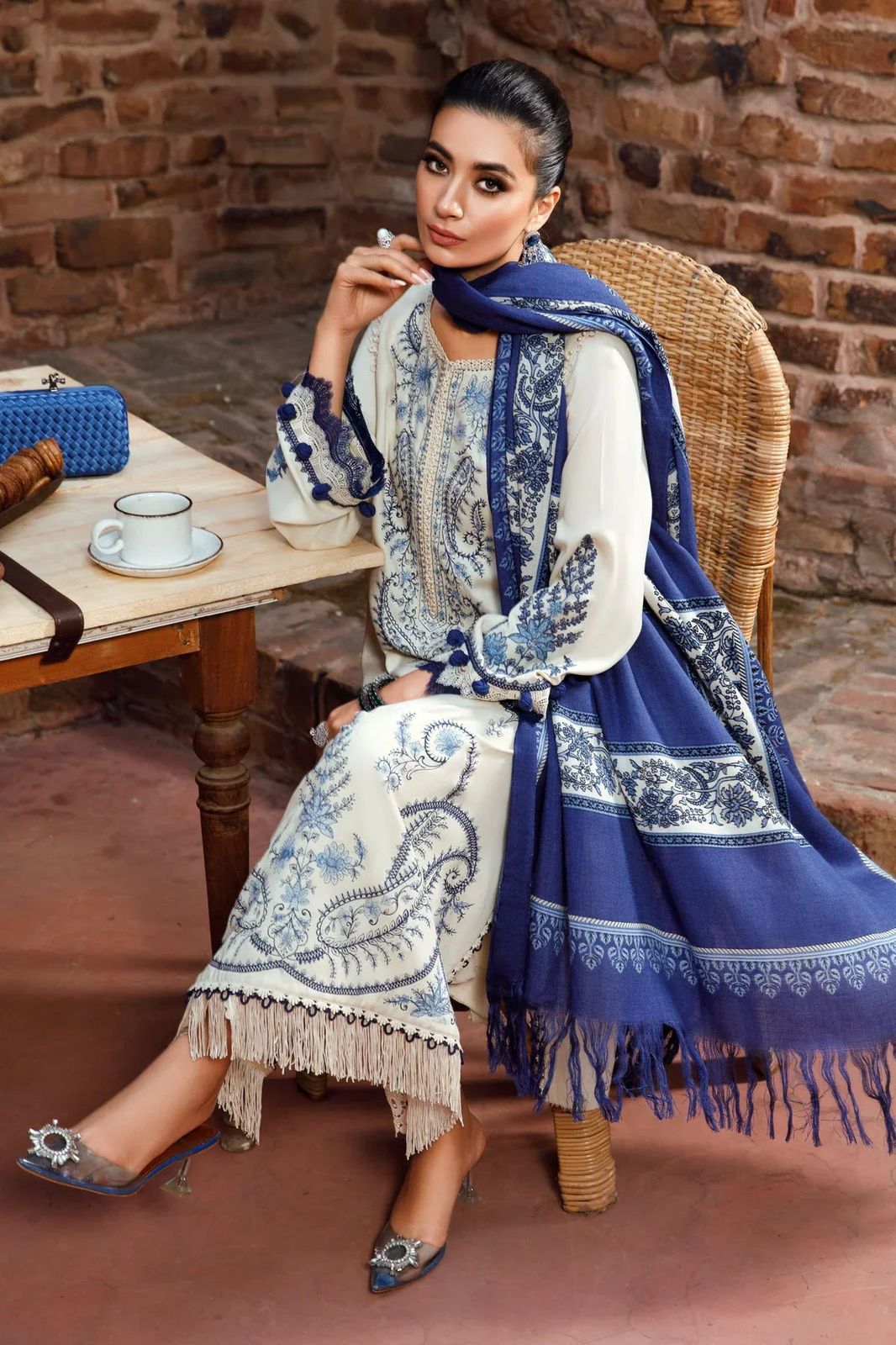 Maria B Hit Collection - 3 Pcs Suit with Pashmina Wool Shawl