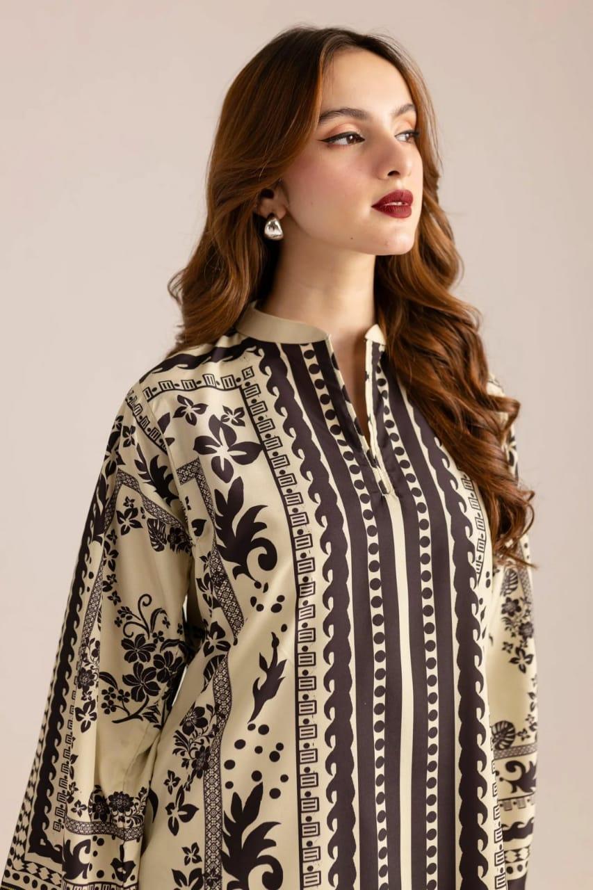 Stylish Women's Stitched Printed Shirt and Trouser Set - 2 Pcs
