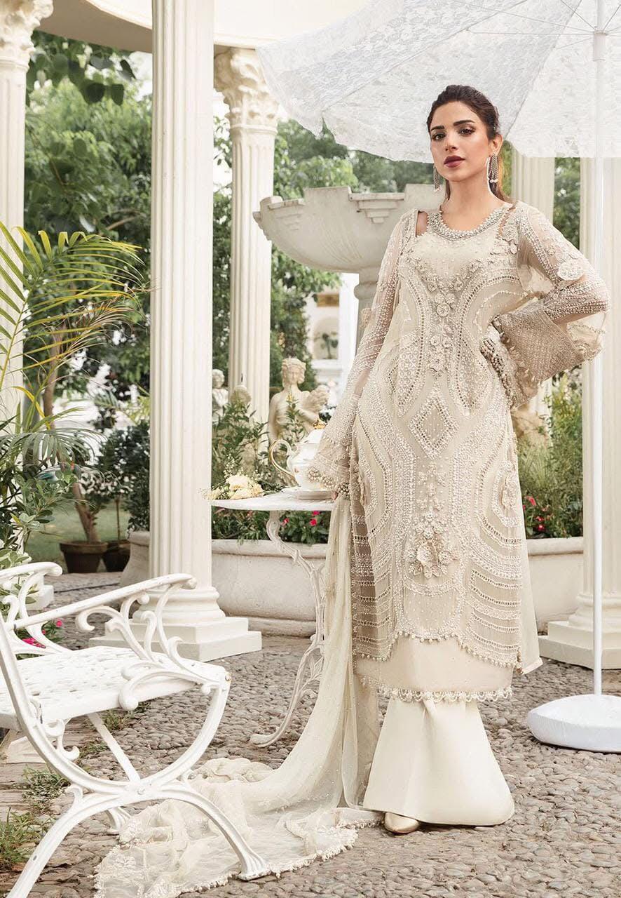 Maria B - 3 Piece Semi Pure Chiffon Embroidered Suit