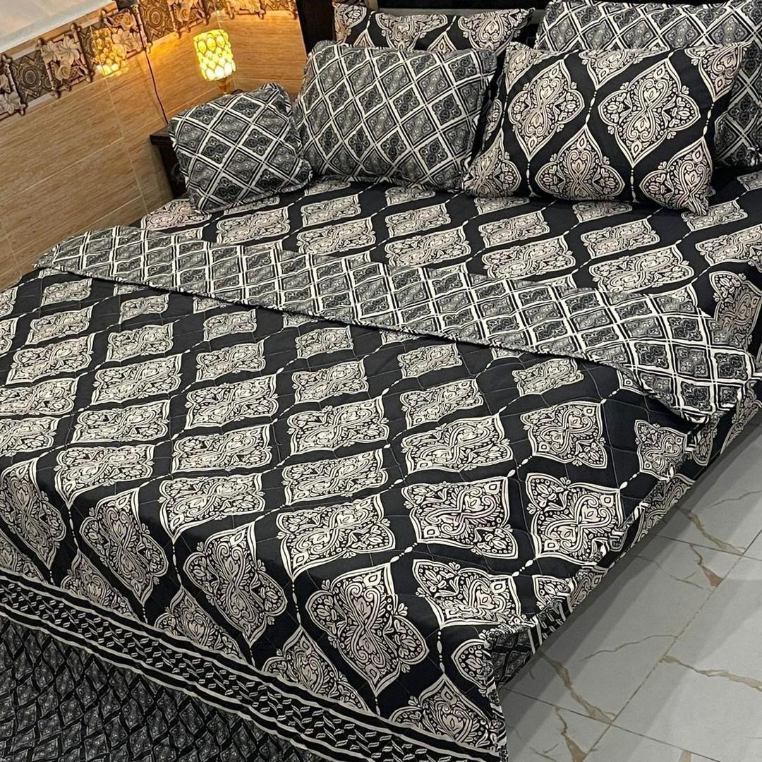 7 Pcs Cotton Salonica Printed Comforter Set