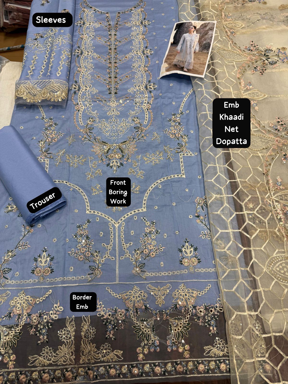 Qalamkar Dhanak 3 Pcs Suit