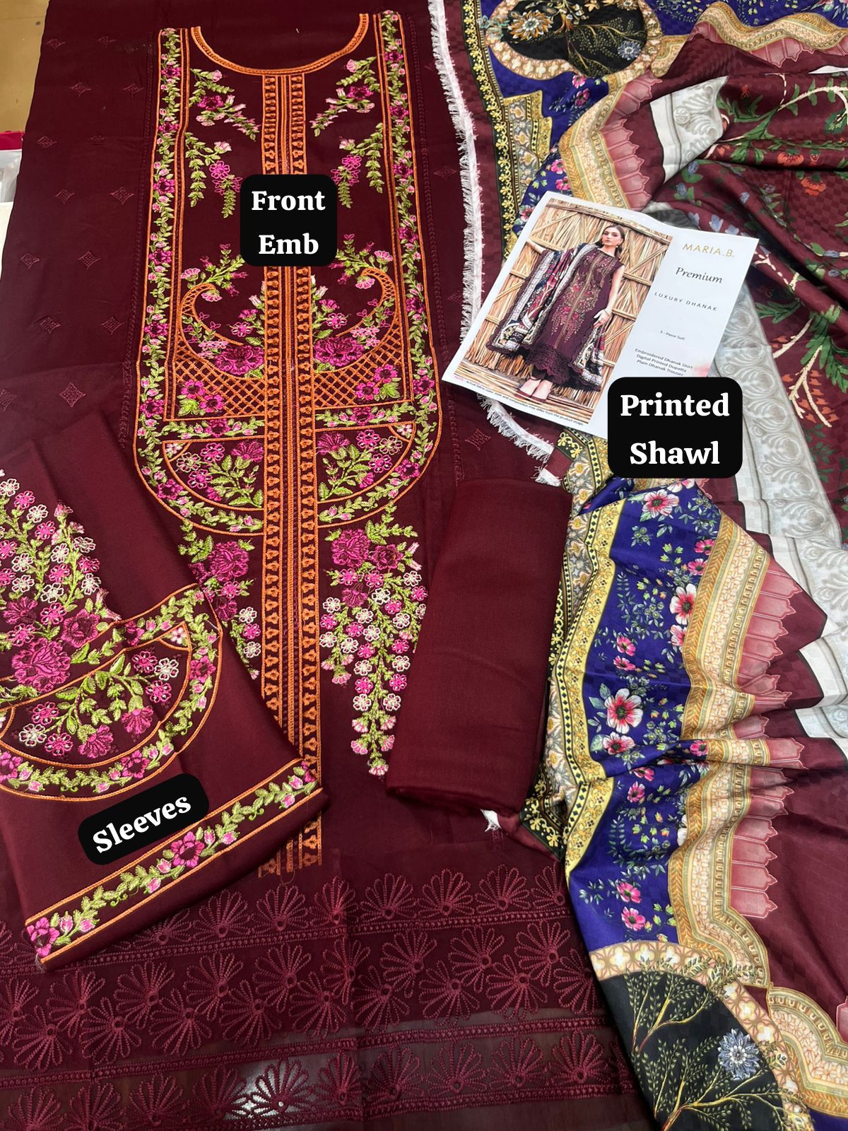 Winter Collection 3 Pcs Suit with Pashmina Shawl
