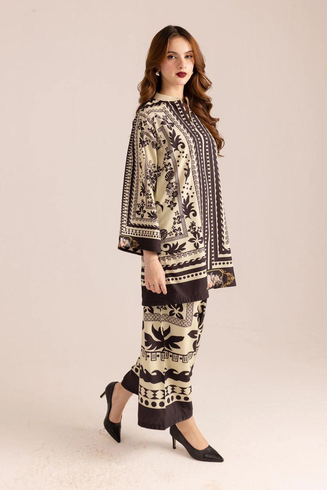 Stylish Women's Stitched Printed Shirt and Trouser Set - 2 Pcs