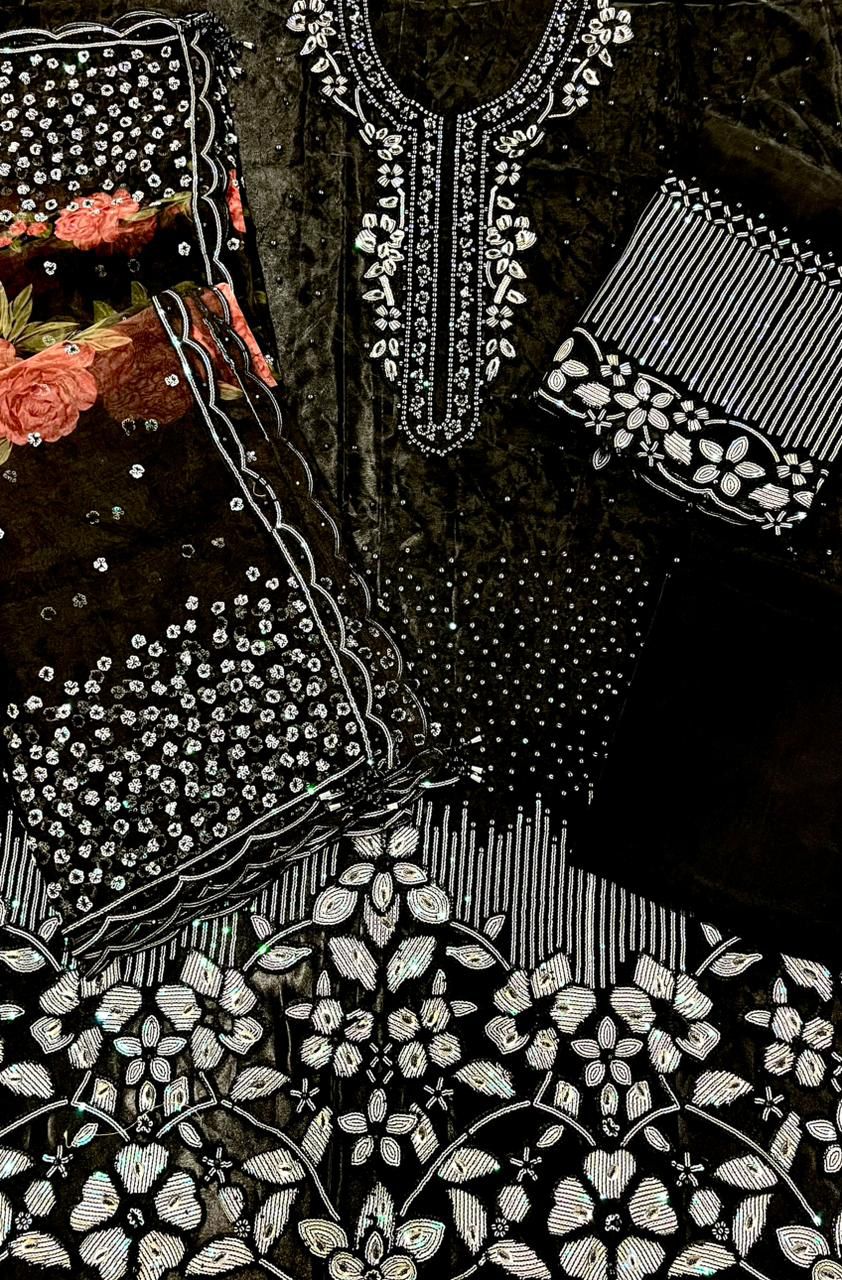 ORGANZA EMBROIDERED 3 PCS UNSTITCHED