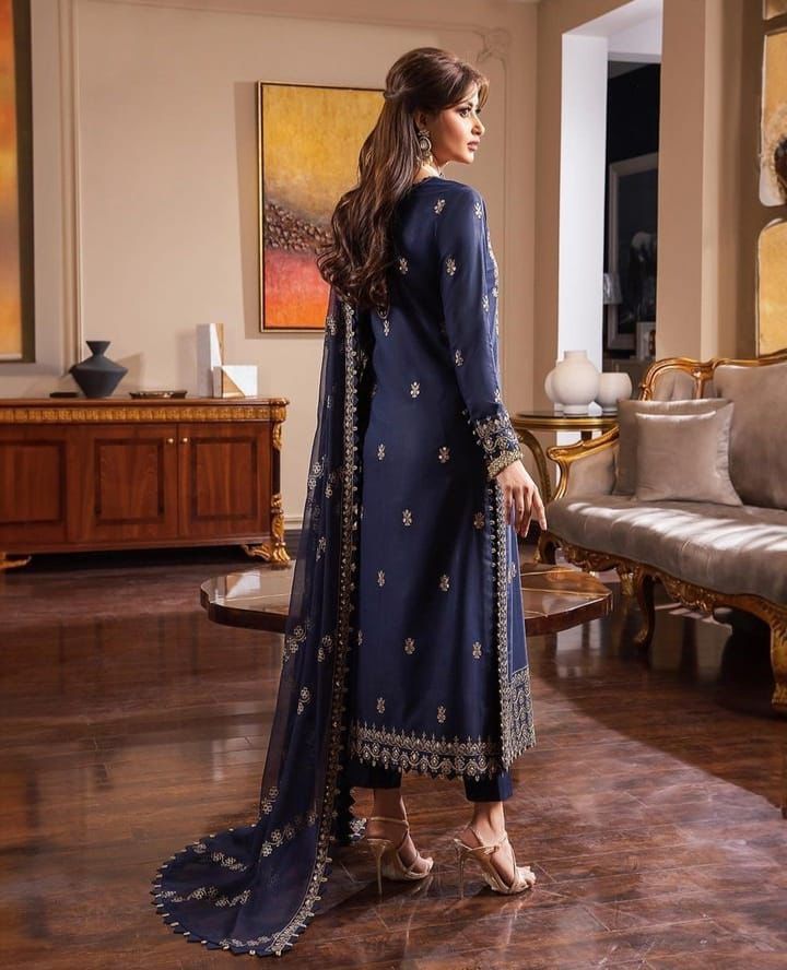ASIM JOFA Collection - 3 Piece Chiffon Embroidered Suit