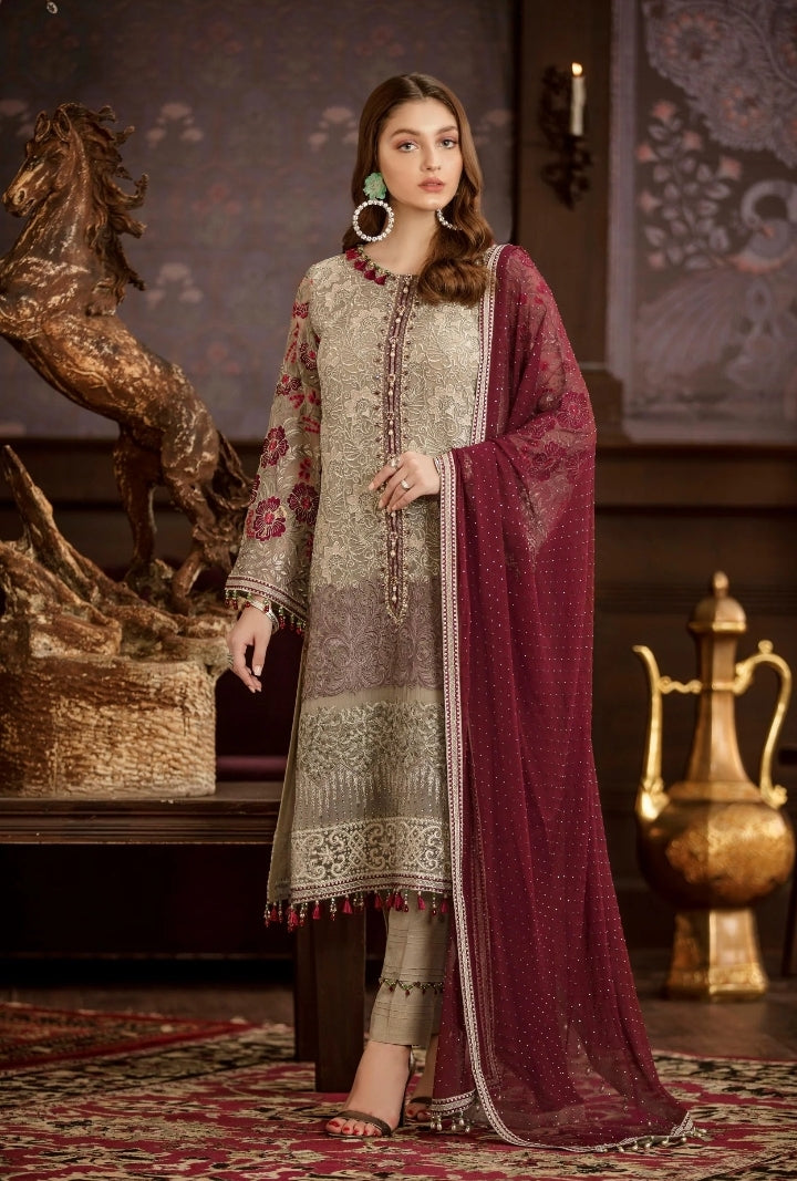Flossie Embroidered Chiffon Collection – Luxury Edition Vol-5 – Caronation