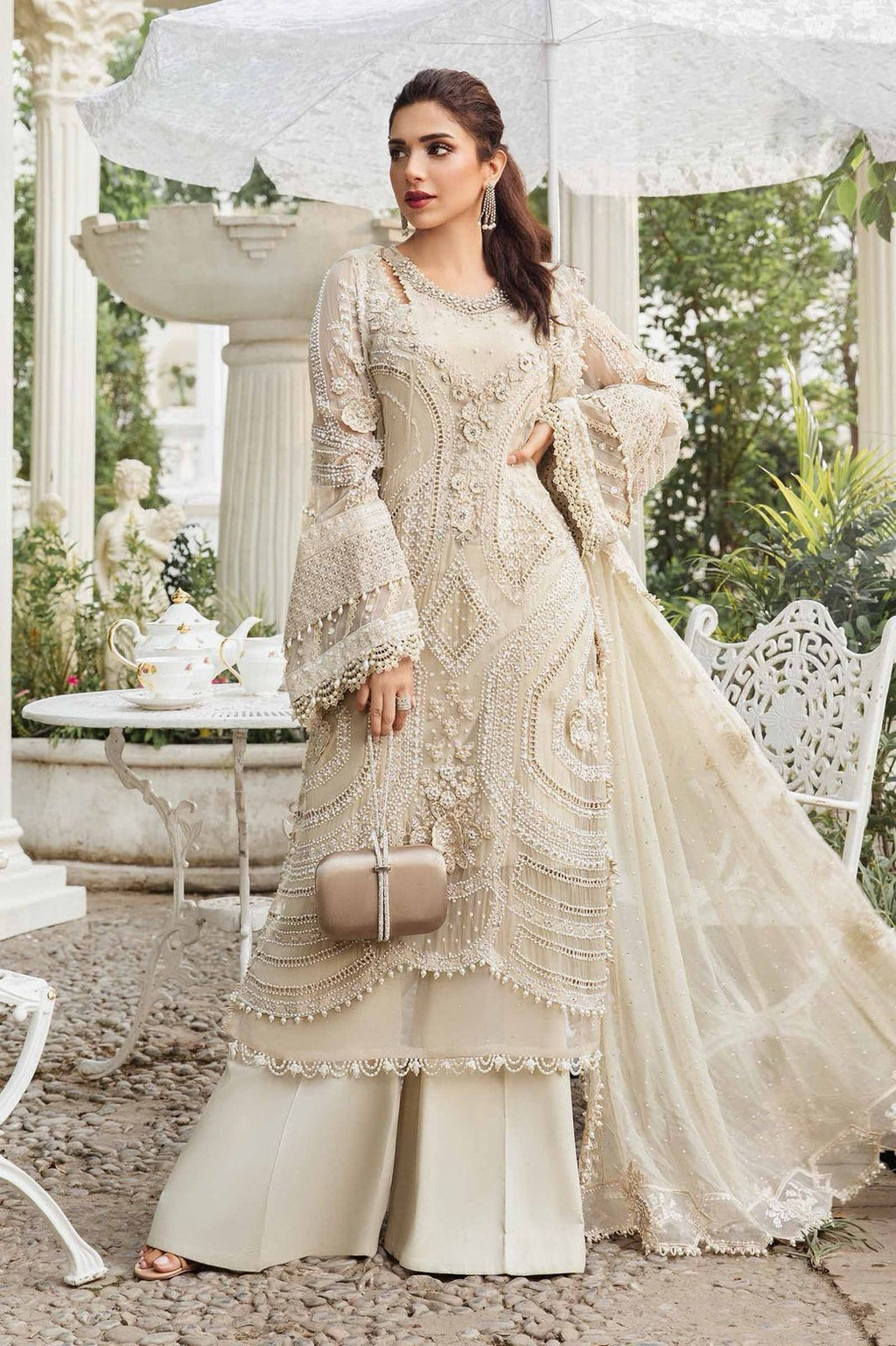 Maria B - 3 Piece Semi Pure Chiffon Embroidered Suit