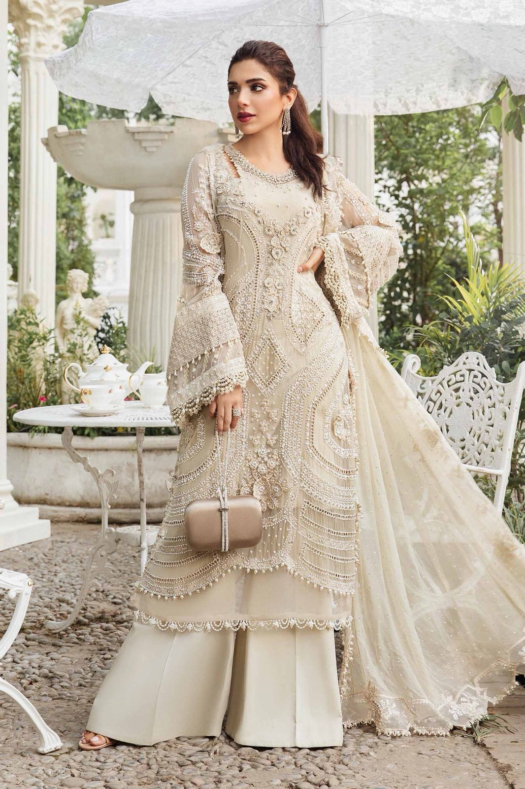 Maria B - 3 Piece Semi Pure Chiffon Embroidered Suit