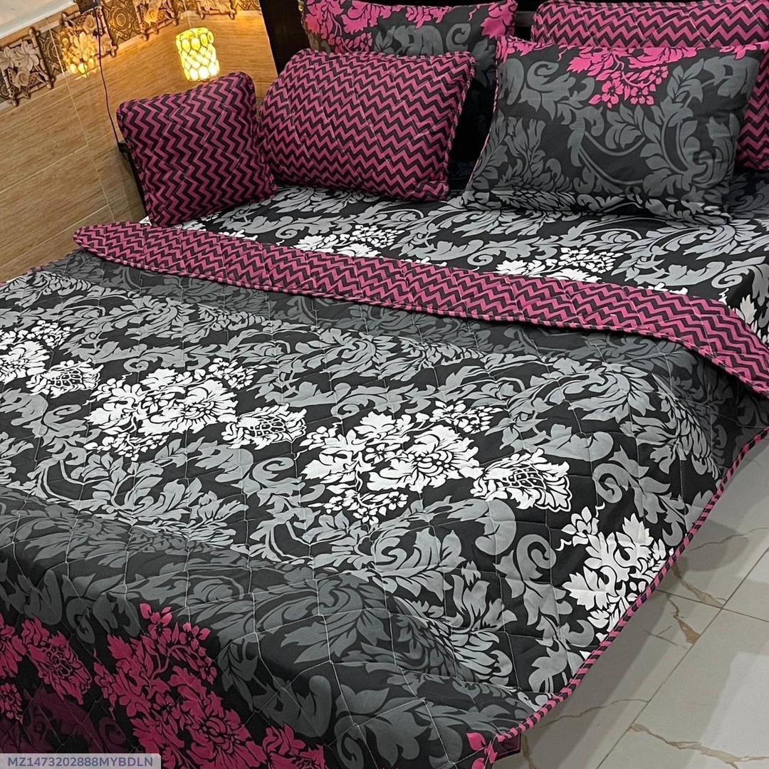 7 Pcs Cotton Salonica Printed Comforter Set