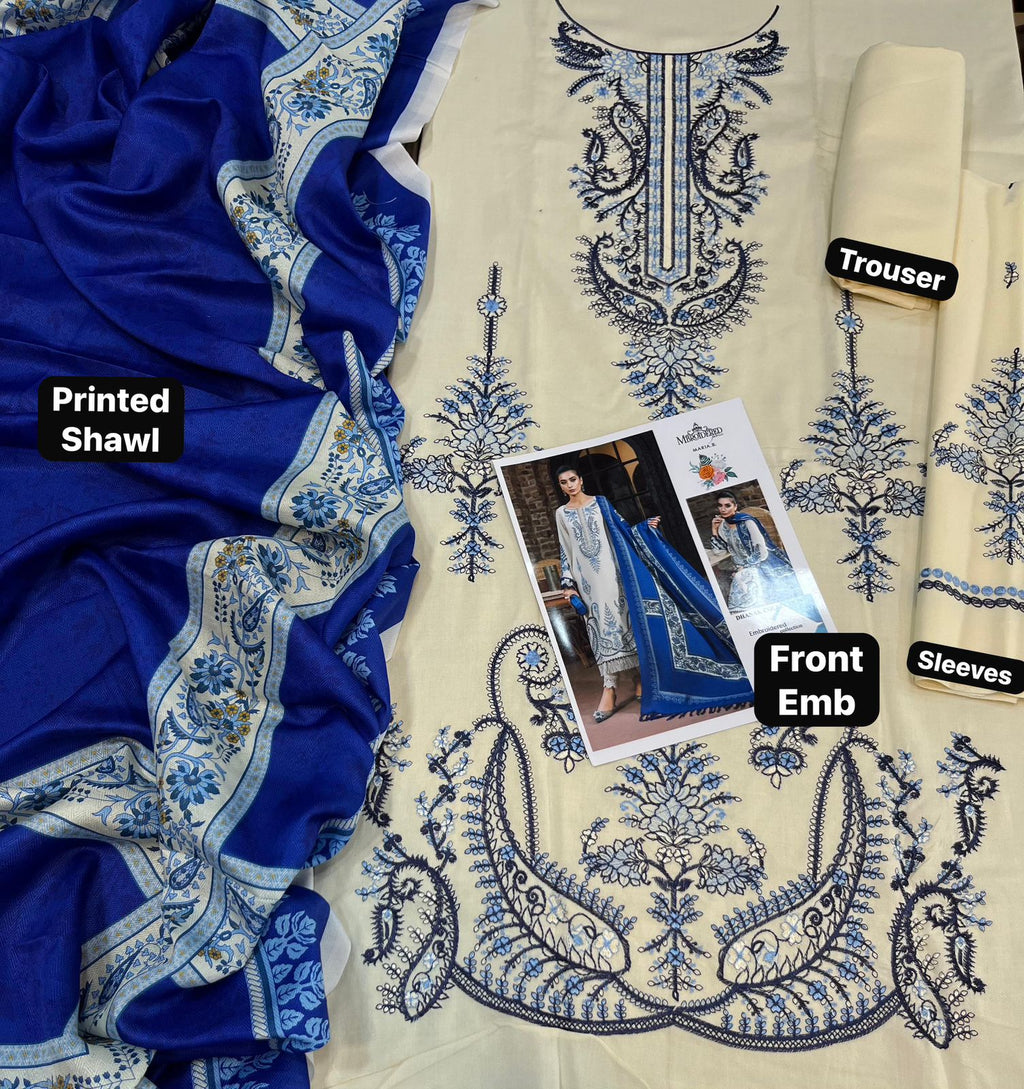 Maria B Hit Collection - 3 Pcs Suit with Pashmina Wool Shawl