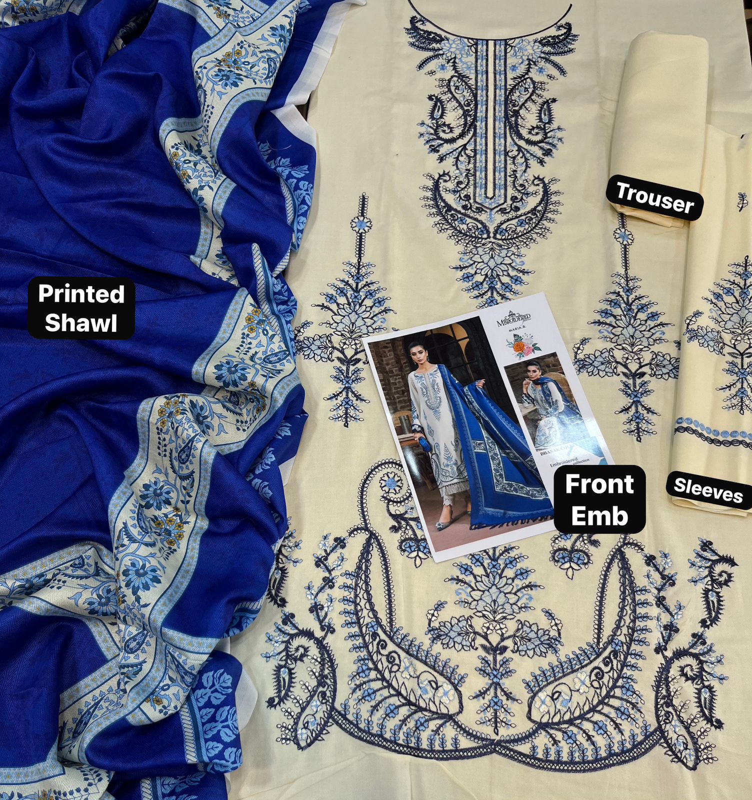 Maria B Hit Collection - 3 Pcs Suit with Pashmina Wool Shawl