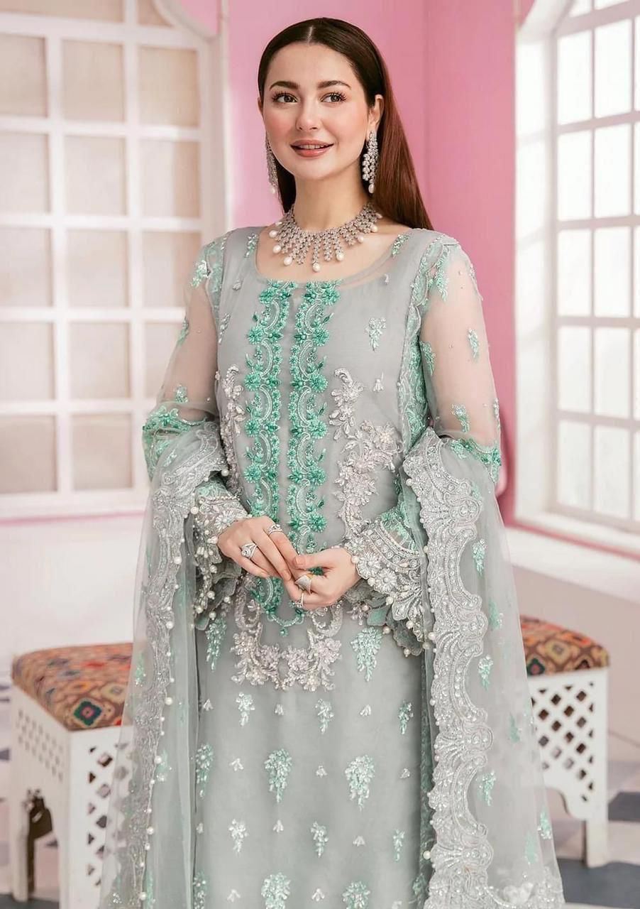 ELAAF BRIDAL - 3 Piece Organza Embroidered Suit with Stone Work